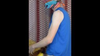 Guy Humping Pillow Plushy With Zucchini Inside & Almost Gets Caught