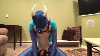 Dragon self-bondage dildo ride
