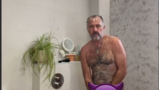 Daddy shower time. Empting my balls for my boys. Cum shot and a great wank.
